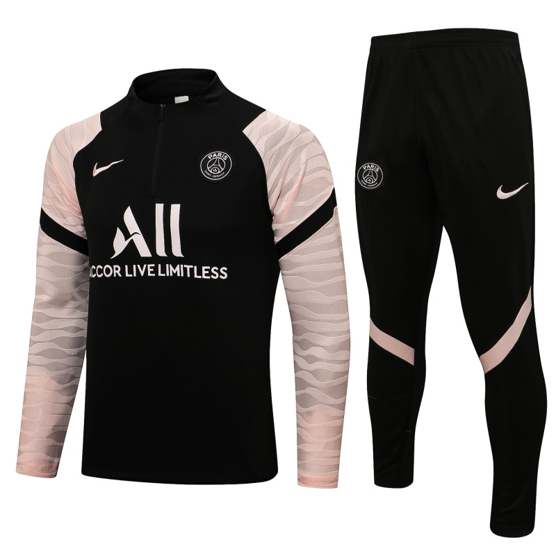  Paris Saint-Germain PSG tracksuit black sleeve pink 21-22 B511