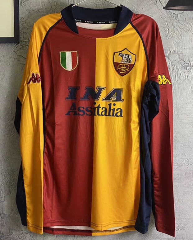 Roma 2001-2002 home long sleeve retro #503#wangxiaojia