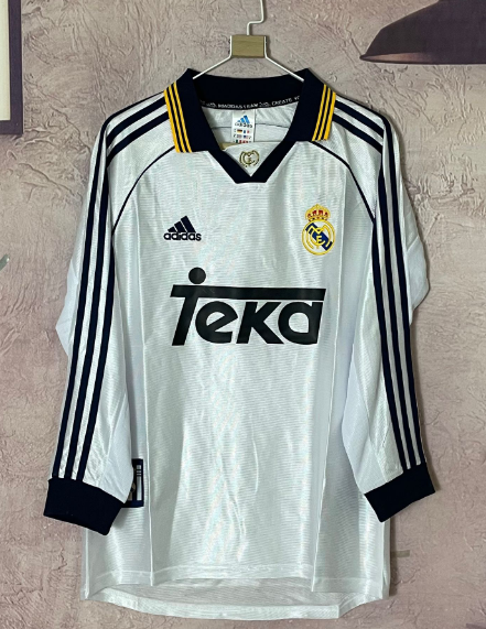 Real Madrid 1998-2000 home long sleeve retro #wang