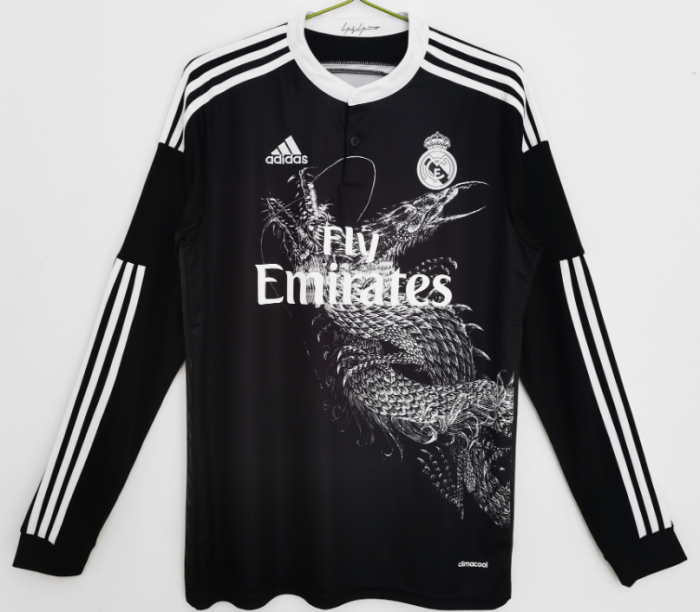 Real Madrid 2014-2015 third black long sleeve retro #710#811#wang#fei#503