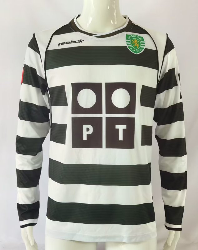 Sporting Lisbon 2001-2003 home long sleeve S-2XL retro shirt #503