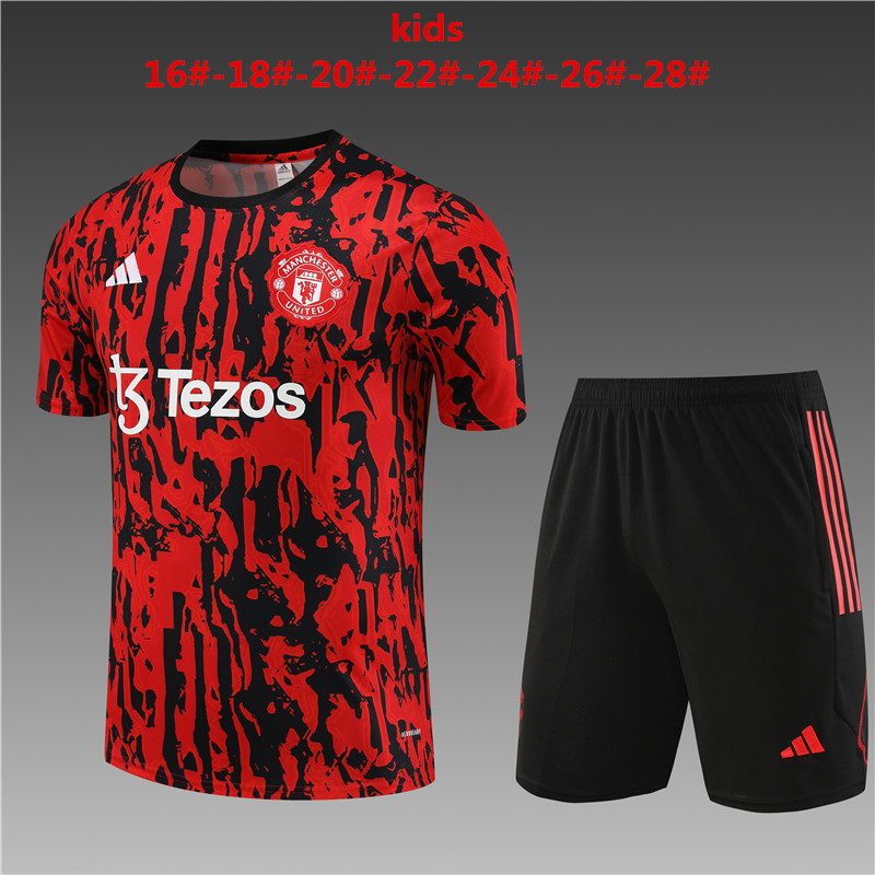 Manchester united training shirt camouflage red kid 23-24 #801