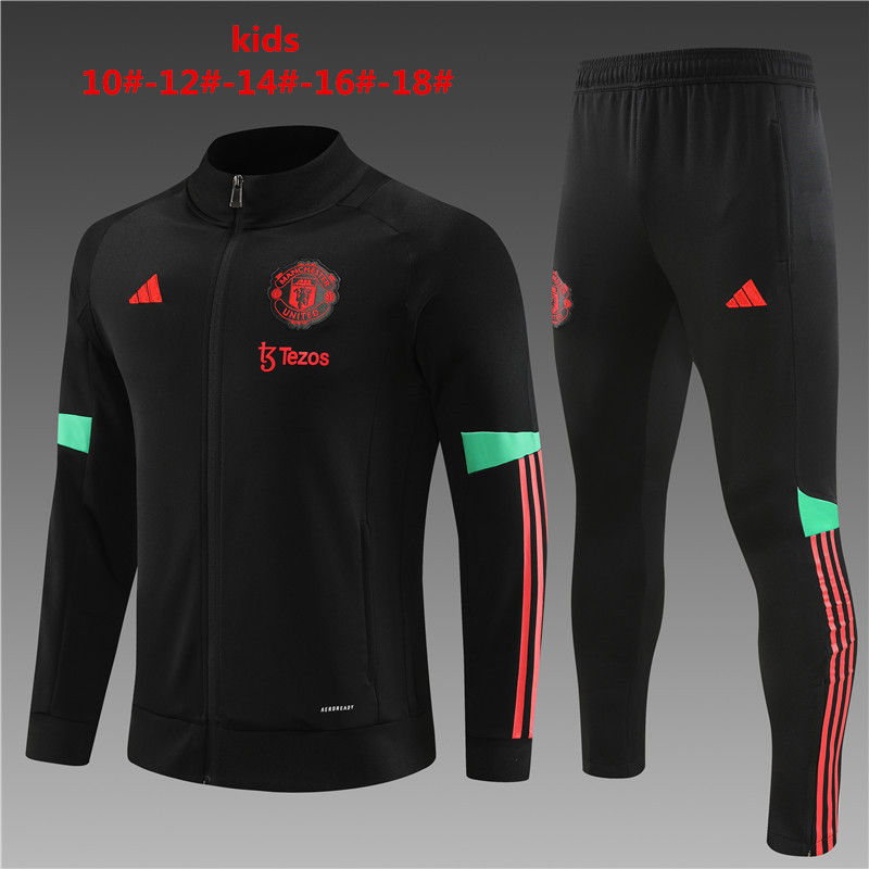 Manchester united jacket kid black with pant 23-24 #801