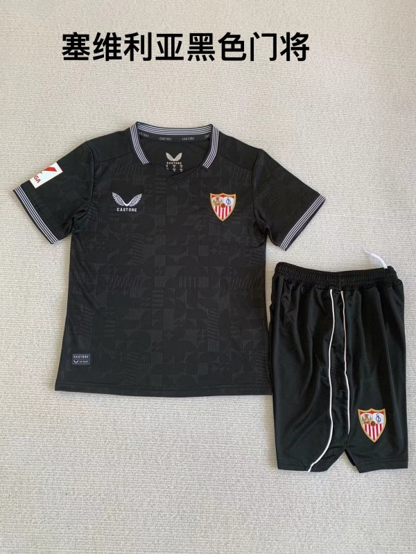 Sevilla goalkeeper black kid adult with shorts 23-24