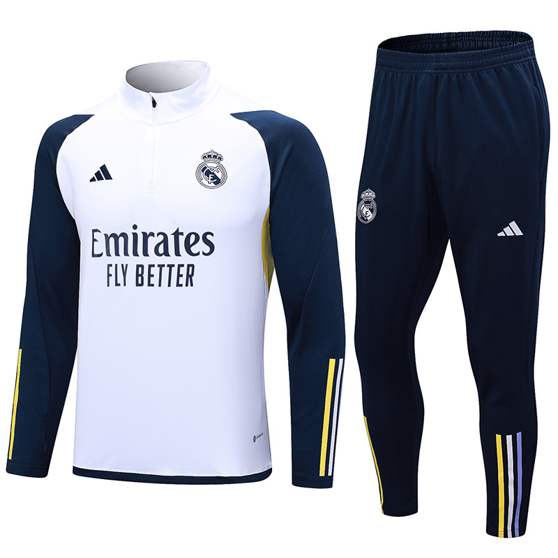 Real Madrid tracksuit whtie with navy sleeve 23-24 #411