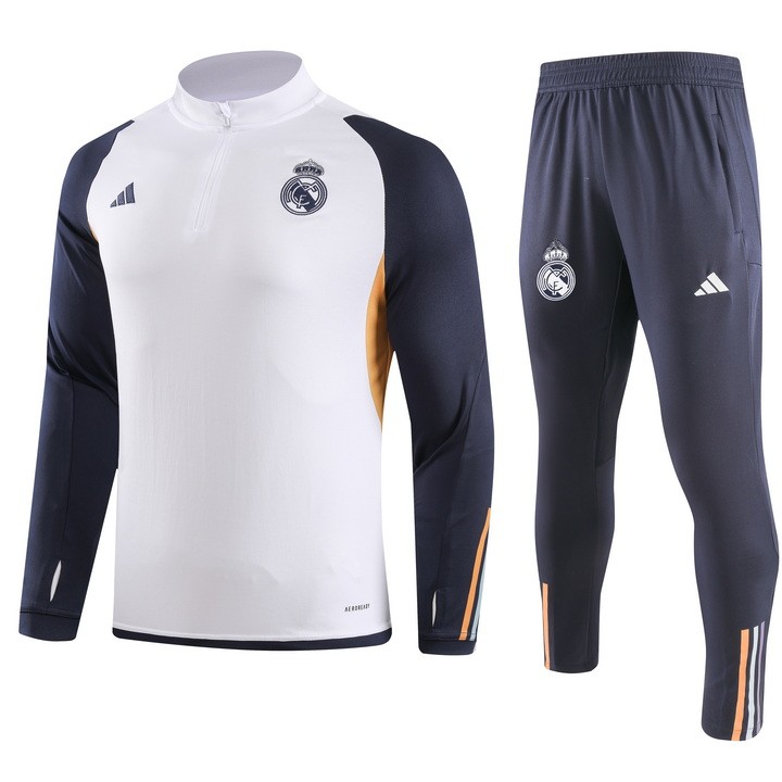 Real Madrid tracksuit white with navy sleeve kid 23-24 #902