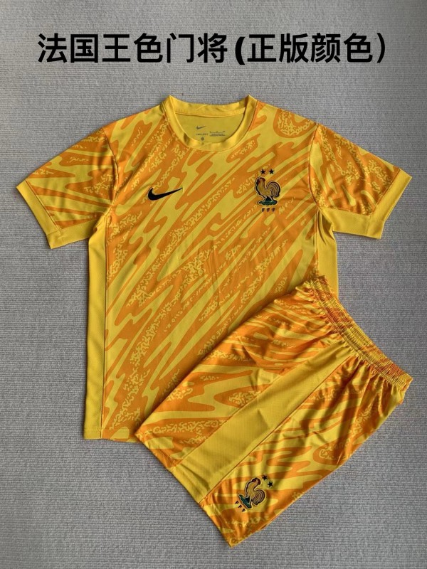 France goalkeeper yellow kid adult with shorts 2024