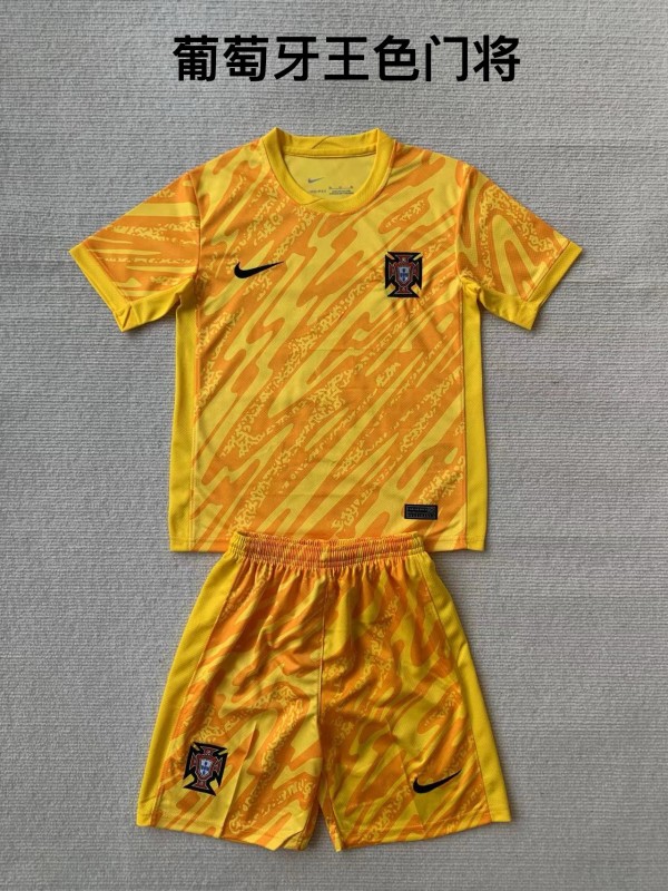 Portugal goalkeeper yellow kid adult with shorts 2024