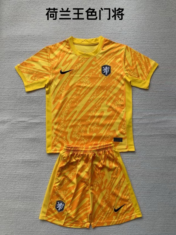 Netherlands goalkeeper yellow kid adult with shorts 2024