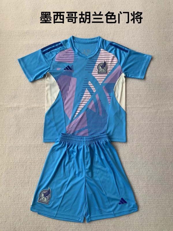 Mexico goalkeeper blue kid adult with shorts 2024