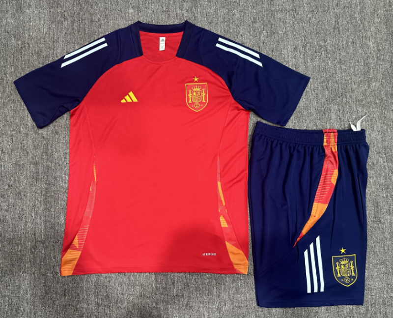 Spain  training shirt red kid adult with shorts 2024