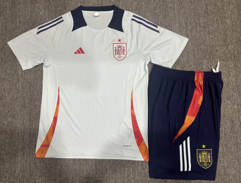 Spain training shirt white kid adult with shorts 2024