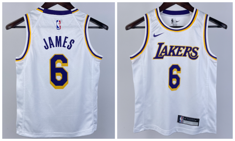 Los Angeles Lakers James 6 white 2024 KID
