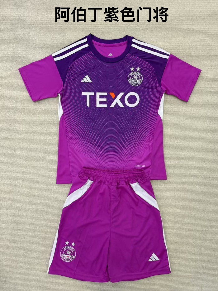 Aberdeen F.C.goalkeeper purple kid adult with shorts 25-26
