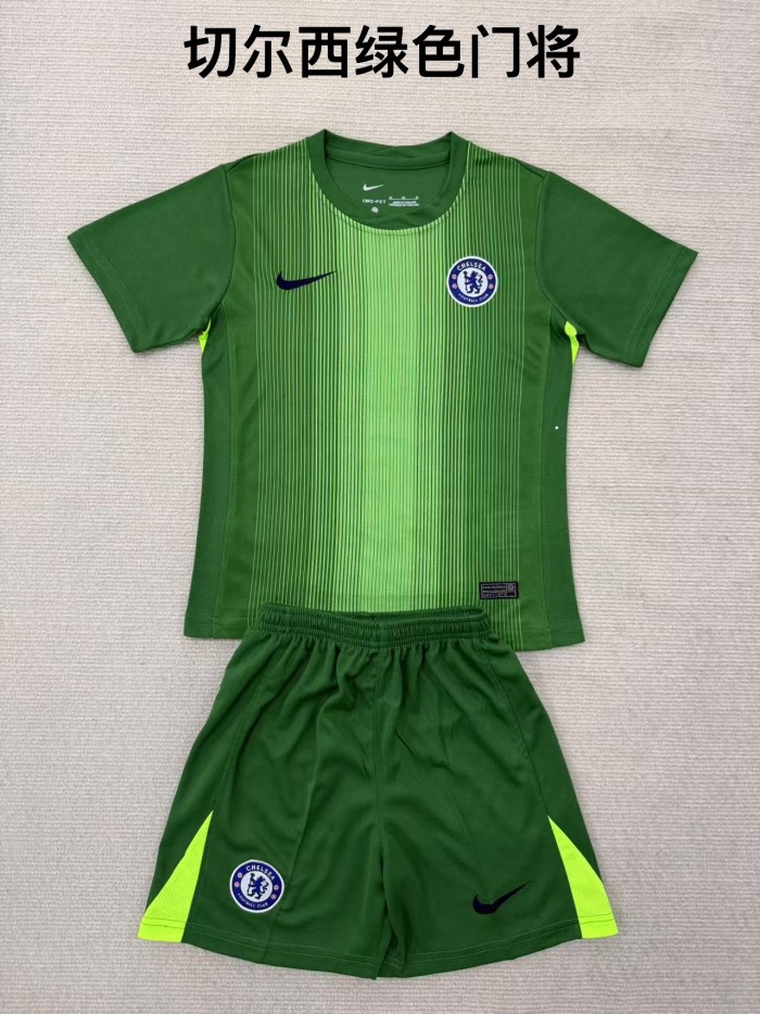 Chelsea goalkeeper green kid adult with shorts 25-26