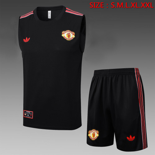 Manchester united vest black with shorts 25-26 #D2540