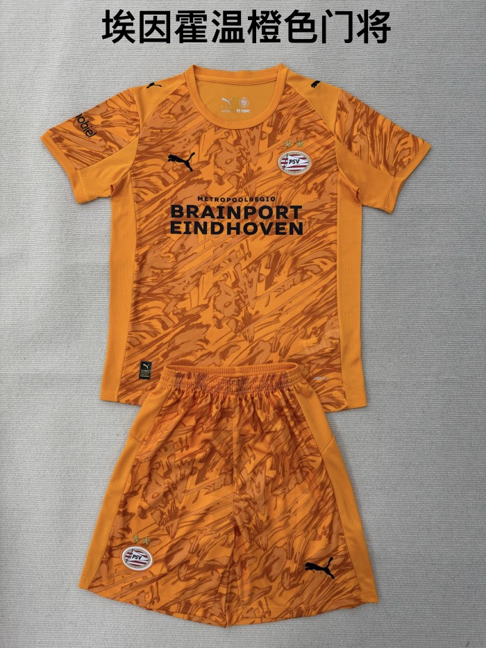 PSV Eindhoven goalkeeper orange kid adult with shorts 25-26
