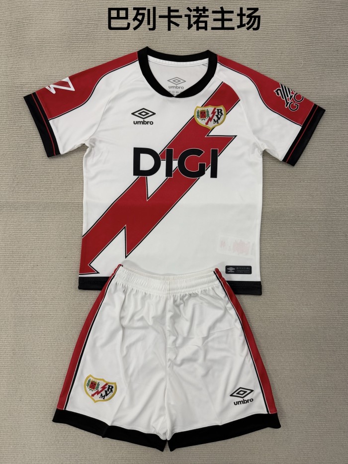 Rayo Vallecano home kid adult with shorts 25-26