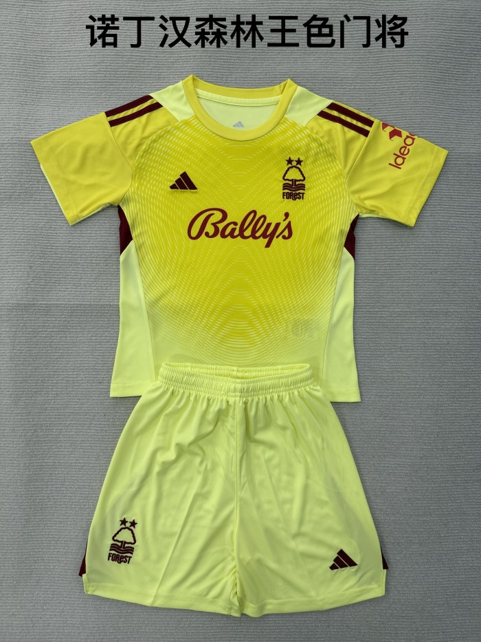Nottingham Forest goalkeeper yellow kid adult with shorts 25-26