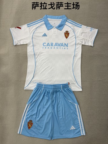 Real Zaragoza home kid adult with shorts 25-26