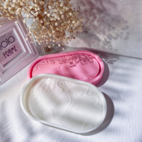 New mold Fashion brand sign Coaster Silicone Mold Jewelry Storage Tray Candle Holder Mould