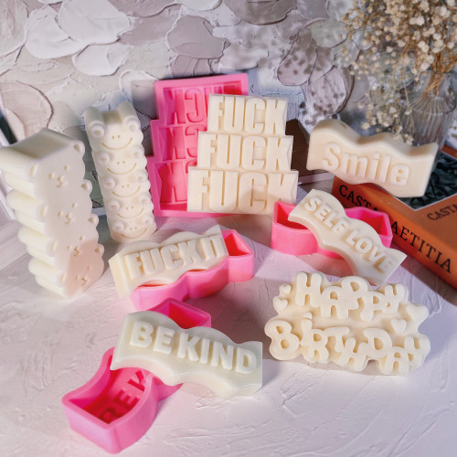 New mold Wave Rough language Shape Letter Candle Mold Silicone Home Decor Rectangle Word Cards Candle Wax Mould