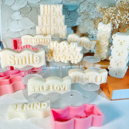 New mold Wave Rough language Shape Letter Candle Mold Silicone Home Decor Rectangle Word Cards Candle Wax Mould