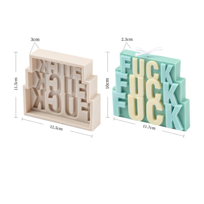 New mold Wave Rough language Shape Letter Candle Mold Silicone Home Decor Rectangle Word Cards Candle Wax Mould