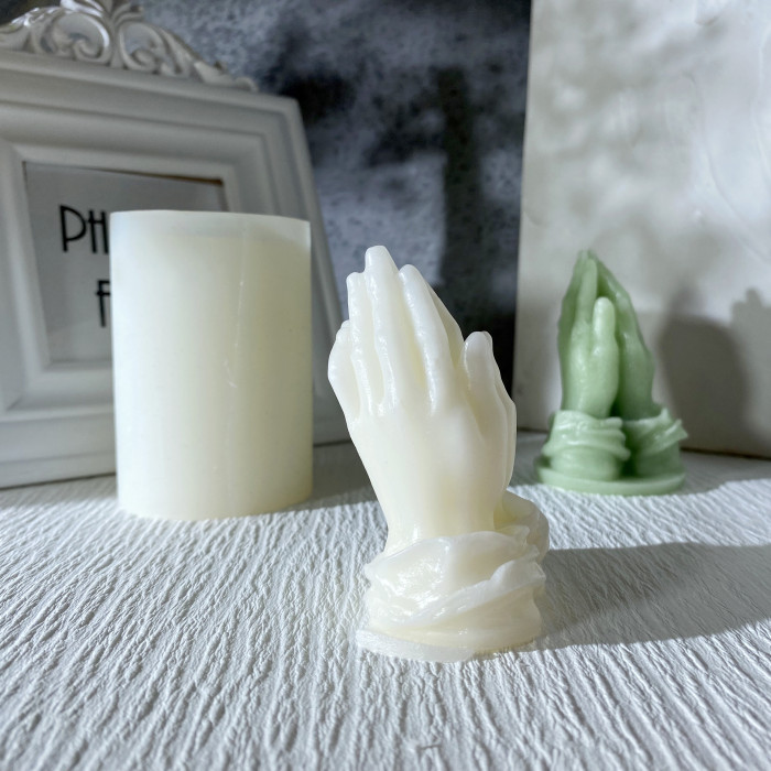 US$ 4.90 - New mold Hands Folded Prayer Candle Mold Silicone Mold Hand Shape  Gypsum Make Tools Home Decor Aromatherapy Wax Mould Art Form For Candle 