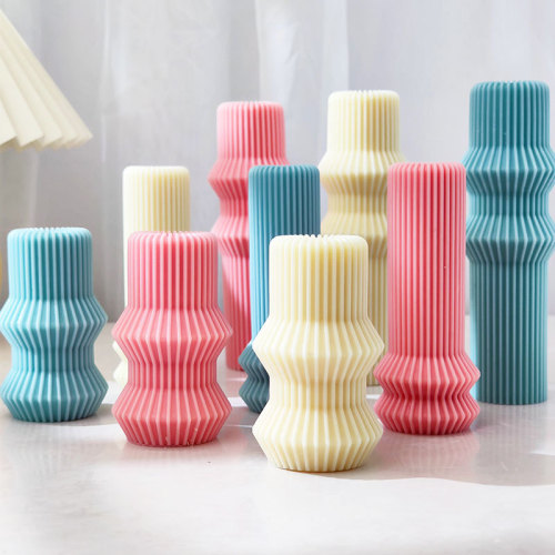 Handmade Diy Striped Roman Column Silicone Candle Mold Aromatherapy Soy Wax Mould Ornament Art Form For Candles Plaster