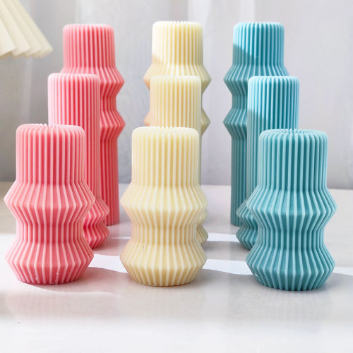 Handmade Diy Striped Roman Column Silicone Candle Mold Aromatherapy Soy Wax Mould Ornament Art Form For Candles Plaster