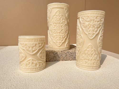 European style Relief Cylindrical Candle Silicone Mold Totem Pattern Cylindrical Candle Mold Diy Gypsum Soap Home Decoration Wax Mould