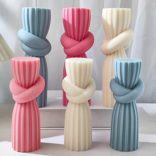 New type of knot column candle silicone mold aromatherapy candle tabletop decoration with drawstring knot dress column candle