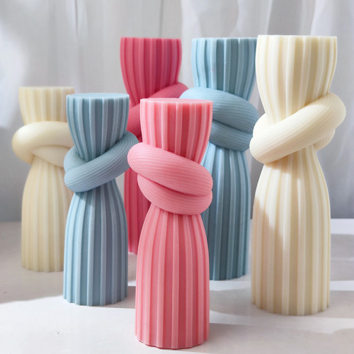 New type of knot column candle silicone mold aromatherapy candle tabletop decoration with drawstring knot dress column candle
