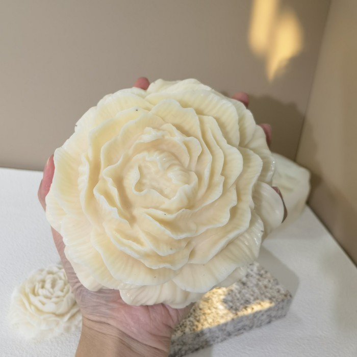 Large Peony Lotus Rose Flower Collection  Water Lily Candle Gypsum Soap Resin Decorative Crafts Silicone Mold