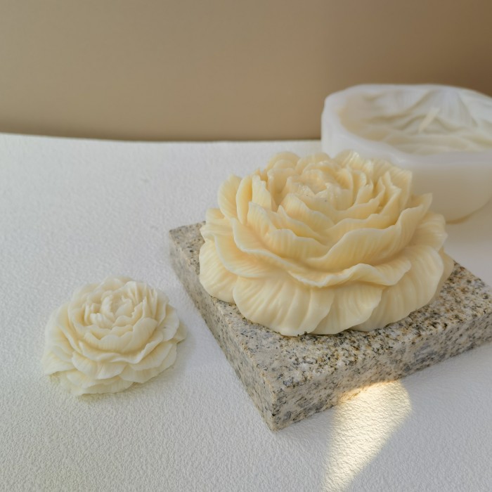Large Peony Lotus Rose Flower Collection  Water Lily Candle Gypsum Soap Resin Decorative Crafts Silicone Mold