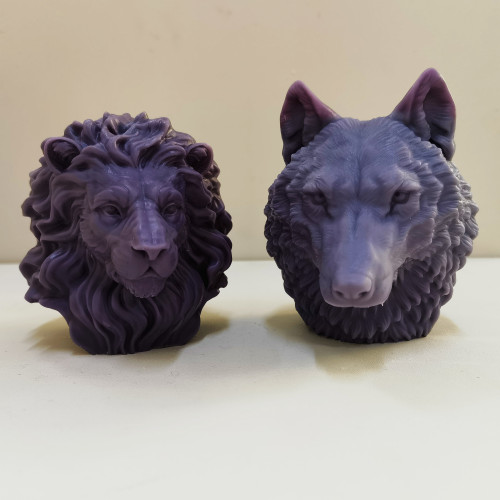 Large Huge Male Lion Head Wild Wolf Sign Unique Animal Statue Soy Wax Gypsum Resin Candle Molds Lovers Home Decor Gift