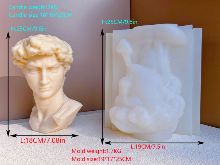 25CM David Avatar Gypsum Resin Candle Silicone Mold DIY David Gypsum Candle Decoration Luxury Decorative Art Designer Home Decoration