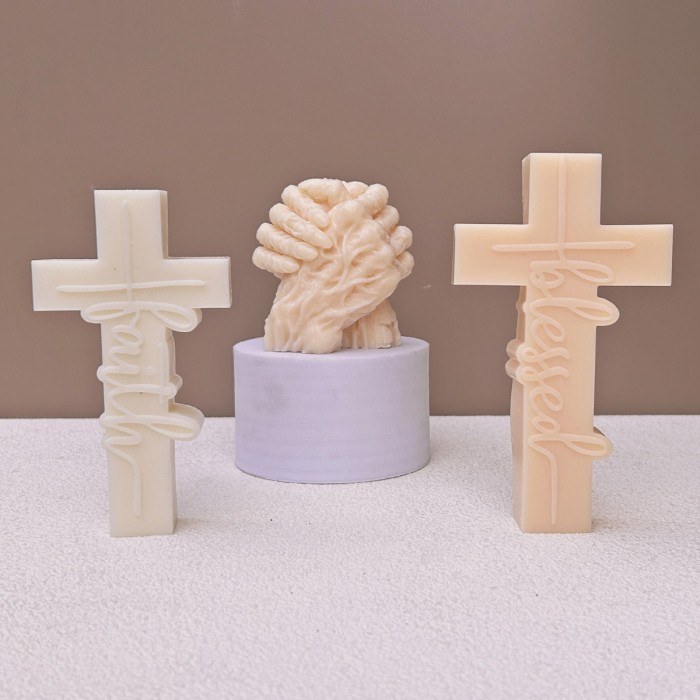 Halloween Horror Zombie Hand Silicone Candle Mold DIY Cross Candle Resin Cement Gypsum Silicone Mold
