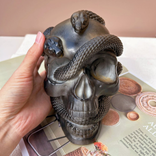 1:1 Giant Snake Head Candle Silicone Mold DIY Skeleton Gypsum Resin Decorative Deluxe Decoration for Human Body