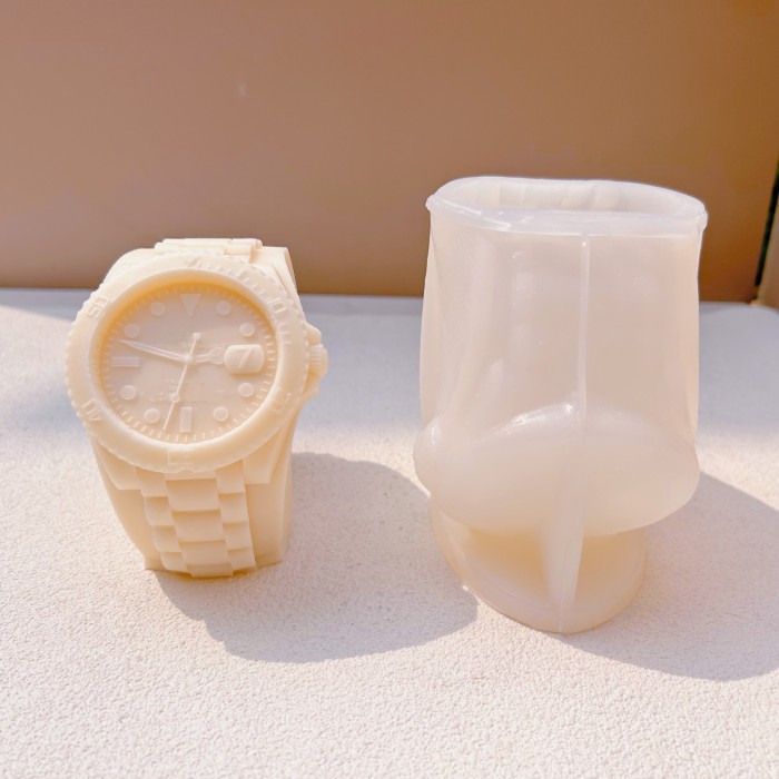 Luxury brand watch clock candle gypsum cement resin home decoration ornaments silicone mold