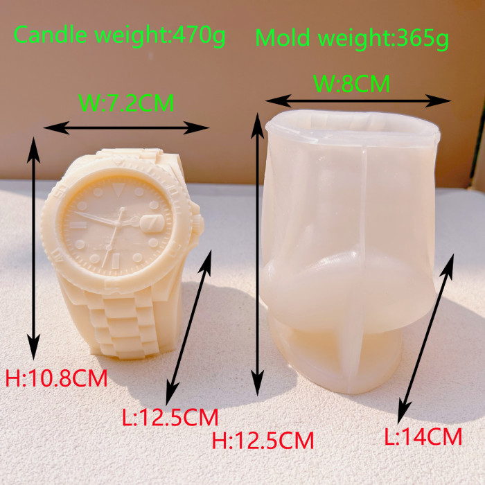 Luxury brand watch clock candle gypsum cement resin home decoration ornaments silicone mold