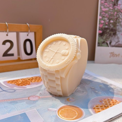 Luxury brand watch clock candle gypsum cement resin home decoration ornaments silicone mold