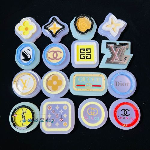 Luxury Fashion Logo Shaker Silicone Mold DIY Epoxy Resin Keychain Bag Charm Plaster Aroma Casting Mold