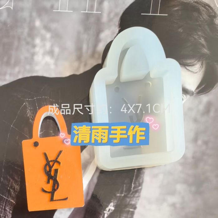 Brand handbag silicone mold, mini bag shaped mold, chocolate baking mold, candle making mould, plaster resin mold, diy squishy mold, reusable silicone craft tool