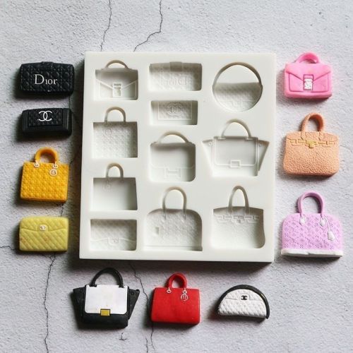 Mini Luxury Handbag Silicone Mold Fondant Chocolate Cake Decor Resin Keychain Plaster Casting Mold