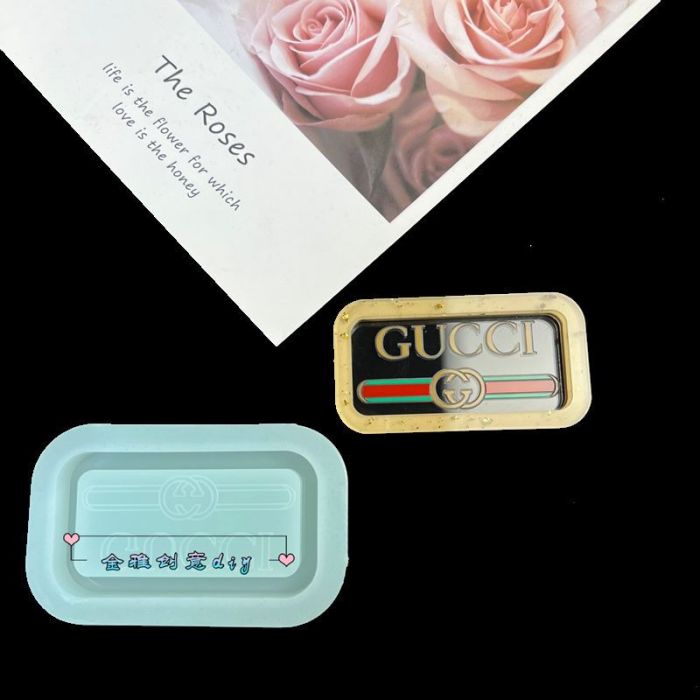 Luxury Fashion Logo Shaker Silicone Mold DIY Epoxy Resin Keychain Bag Charm Plaster Aroma Casting Mold