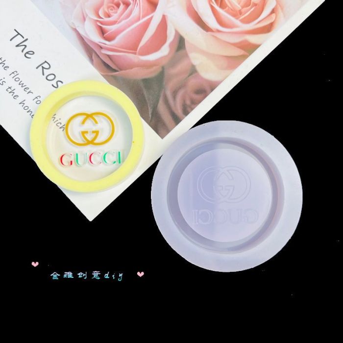 Luxury Fashion Logo Shaker Silicone Mold DIY Epoxy Resin Keychain Bag Charm Plaster Aroma Casting Mold