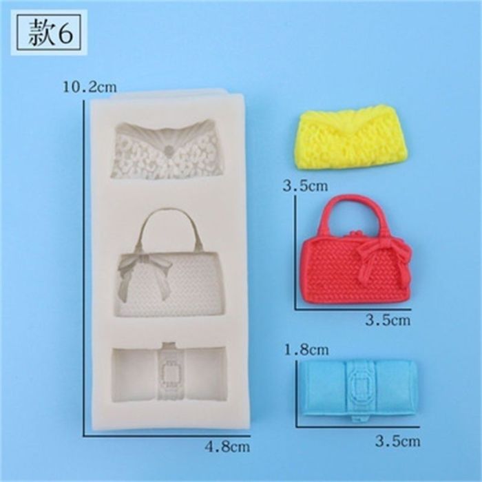 Mini Luxury Handbag Silicone Mold Fondant Chocolate Cake Decor Resin Keychain Plaster Casting Mold