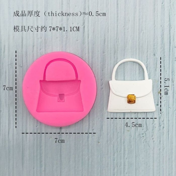 Mini Luxury Handbag Silicone Mold Fondant Chocolate Cake Decor Resin Keychain Plaster Casting Mold